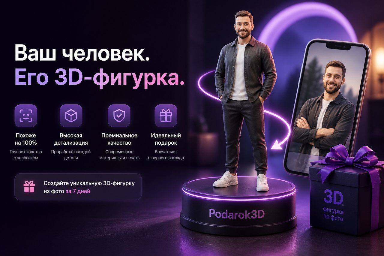 Создайте уникальную 3D-фигурку человека по фотографии — Podarok3D